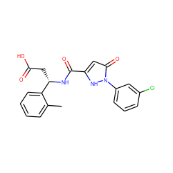 Cc1ccccc1[C@H](CC(=O)O)NC(=O)c1cc(=O)n(-c2cccc(Cl)c2)[nH]1 ZINC000095556540