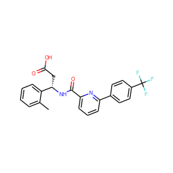 Cc1ccccc1[C@H](CC(=O)O)NC(=O)c1cccc(-c2ccc(C(F)(F)F)cc2)n1 ZINC000261180672