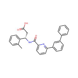 Cc1ccccc1[C@H](CC(=O)O)NC(=O)c1cccc(-c2cccc(-c3ccccc3)c2)n1 ZINC000223436132