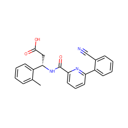 Cc1ccccc1[C@H](CC(=O)O)NC(=O)c1cccc(-c2ccccc2C#N)n1 ZINC000261142836