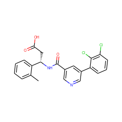 Cc1ccccc1[C@H](CC(=O)O)NC(=O)c1cncc(-c2cccc(Cl)c2Cl)c1 ZINC000203890434