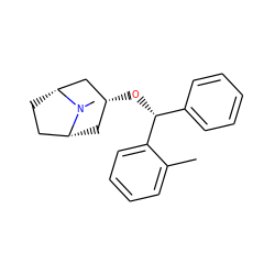 Cc1ccccc1[C@H](O[C@@H]1C[C@@H]2CC[C@H](C1)N2C)c1ccccc1 ZINC000103268546