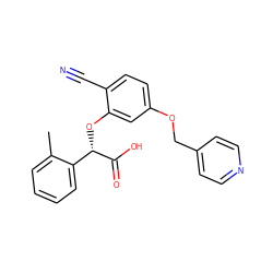 Cc1ccccc1[C@H](Oc1cc(OCc2ccncc2)ccc1C#N)C(=O)O ZINC000001487847