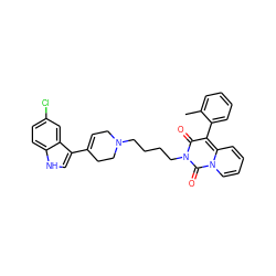 Cc1ccccc1-c1c(=O)n(CCCCN2CC=C(c3c[nH]c4ccc(Cl)cc34)CC2)c(=O)n2ccccc12 ZINC000299857640