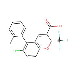 Cc1ccccc1-c1c(Cl)ccc2c1C=C(C(=O)O)[C@H](C(F)(F)F)O2 ZINC000066259132