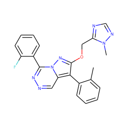 Cc1ccccc1-c1c(OCc2ncnn2C)nn2c(-c3ccccc3F)nncc12 ZINC000036088286