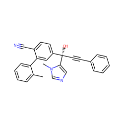 Cc1ccccc1-c1cc([C@@](O)(C#Cc2ccccc2)c2cncn2C)ccc1C#N ZINC000013488776