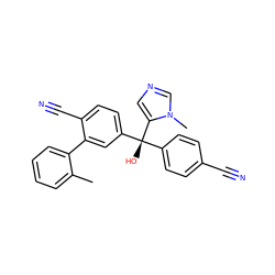 Cc1ccccc1-c1cc([C@@](O)(c2ccc(C#N)cc2)c2cncn2C)ccc1C#N ZINC000013488780