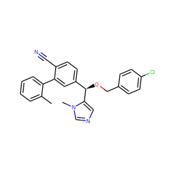 Cc1ccccc1-c1cc([C@@H](OCc2ccc(Cl)cc2)c2cncn2C)ccc1C#N ZINC000028350253