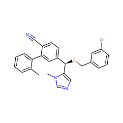 Cc1ccccc1-c1cc([C@@H](OCc2cccc(Br)c2)c2cncn2C)ccc1C#N ZINC000028358461