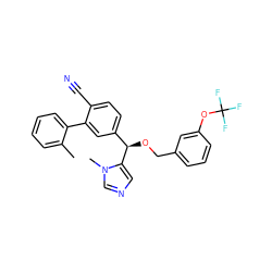 Cc1ccccc1-c1cc([C@@H](OCc2cccc(OC(F)(F)F)c2)c2cncn2C)ccc1C#N ZINC000028341254