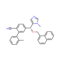 Cc1ccccc1-c1cc([C@@H](OCc2cccc3ccccc23)c2cncn2C)ccc1C#N ZINC000028358811