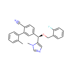 Cc1ccccc1-c1cc([C@@H](OCc2ccccc2F)c2cncn2C)ccc1C#N ZINC000028337690