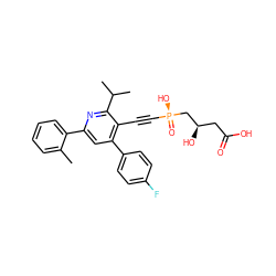 Cc1ccccc1-c1cc(-c2ccc(F)cc2)c(C#C[P@](=O)(O)C[C@H](O)CC(=O)O)c(C(C)C)n1 ZINC000026720115