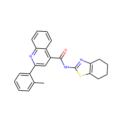 Cc1ccccc1-c1cc(C(=O)Nc2nc3c(s2)CCCC3)c2ccccc2n1 ZINC000002867670