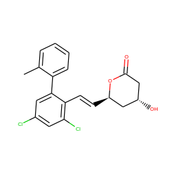 Cc1ccccc1-c1cc(Cl)cc(Cl)c1/C=C/[C@@H]1C[C@@H](O)CC(=O)O1 ZINC000029474896