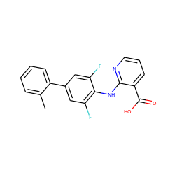 Cc1ccccc1-c1cc(F)c(Nc2ncccc2C(=O)O)c(F)c1 ZINC000072284414