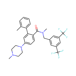 Cc1ccccc1-c1cc(N2CCN(C)CC2)ccc1C(=O)N(C)Cc1cc(C(F)(F)F)cc(C(F)(F)F)c1 ZINC000001549292