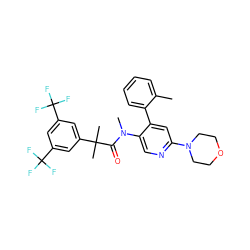 Cc1ccccc1-c1cc(N2CCOCC2)ncc1N(C)C(=O)C(C)(C)c1cc(C(F)(F)F)cc(C(F)(F)F)c1 ZINC000028570456