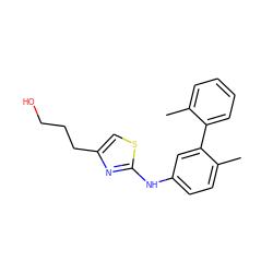 Cc1ccccc1-c1cc(Nc2nc(CCCO)cs2)ccc1C ZINC000584904735