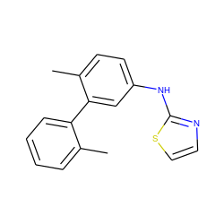 Cc1ccccc1-c1cc(Nc2nccs2)ccc1C ZINC000584904800