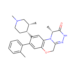 Cc1ccccc1-c1cc2c(cc1[C@@H]1CCN(C)C[C@@H]1C)N1C(=NNC(=O)[C@H]1C)CO2 ZINC000145861577