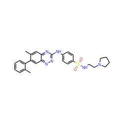 Cc1ccccc1-c1cc2nnc(Nc3ccc(S(=O)(=O)NCCN4CCCC4)cc3)nc2cc1C ZINC000028702834