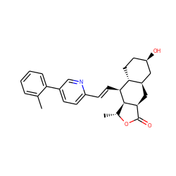 Cc1ccccc1-c1ccc(/C=C/[C@@H]2[C@@H]3[C@@H](C)OC(=O)[C@@H]3C[C@@H]3C[C@H](O)CC[C@H]32)nc1 ZINC000034802897