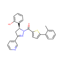 Cc1ccccc1-c1ccc(C(=O)N2N=C(c3cccnc3)C[C@H]2c2ccccc2O)s1 ZINC000071340615