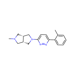 Cc1ccccc1-c1ccc(N2C[C@@H]3CN(C)C[C@@H]3C2)nn1 ZINC000034499530