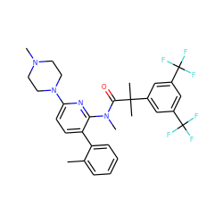 Cc1ccccc1-c1ccc(N2CCN(C)CC2)nc1N(C)C(=O)C(C)(C)c1cc(C(F)(F)F)cc(C(F)(F)F)c1 ZINC000028571507