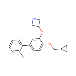 Cc1ccccc1-c1ccc(OCC2CC2)c(OC2CNC2)c1 ZINC000096175902