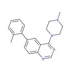 Cc1ccccc1-c1ccc2ncnc(N3CCN(C)CC3)c2c1 ZINC000004266836