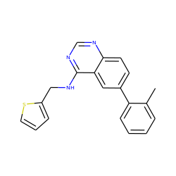 Cc1ccccc1-c1ccc2ncnc(NCc3cccs3)c2c1 ZINC000004266255