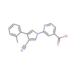 Cc1ccccc1-c1cn(-c2cc(C(=O)O)ccn2)cc1C#N ZINC000200839487