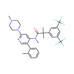 Cc1ccccc1-c1cnc(N2CCN(C)CC2)cc1N(C)C(=O)C(C)(C)c1cc(C(F)(F)F)cc(C(F)(F)F)c1 ZINC000028571760