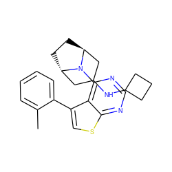 Cc1ccccc1-c1csc2ncnc(N3[C@H]4CC[C@H]3CC(NC3CCC3)C4)c12 ZINC000146507550