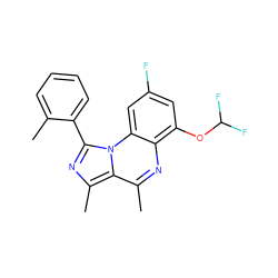 Cc1ccccc1-c1nc(C)c2c(C)nc3c(OC(F)F)cc(F)cc3n12 ZINC000073159098