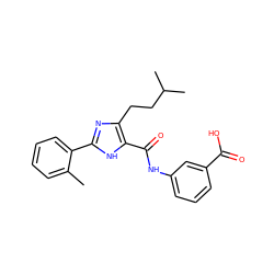 Cc1ccccc1-c1nc(CCC(C)C)c(C(=O)Nc2cccc(C(=O)O)c2)[nH]1 ZINC000013674692