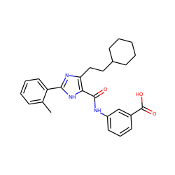 Cc1ccccc1-c1nc(CCC2CCCCC2)c(C(=O)Nc2cccc(C(=O)O)c2)[nH]1 ZINC000013674696