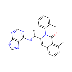 Cc1ccccc1-n1c([C@@H](C)Nc2ncnc3[nH]cnc23)cc2cccc(C)c2c1=O ZINC000088345697