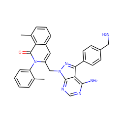 Cc1ccccc1-n1c(Cn2nc(-c3ccc(CN)cc3)c3c(N)ncnc32)cc2cccc(C)c2c1=O ZINC000088345892