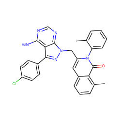 Cc1ccccc1-n1c(Cn2nc(-c3ccc(Cl)cc3)c3c(N)ncnc32)cc2cccc(C)c2c1=O ZINC000088345635