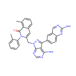 Cc1ccccc1-n1c(Cn2nc(-c3ccc4nc(N)ncc4c3)c3c(N)ncnc32)cc2cccc(C)c2c1=O ZINC000088346116