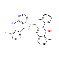 Cc1ccccc1-n1c(Cn2nc(-c3cccc(O)c3)c3c(N)nccc32)cc2cccc(C)c2c1=O ZINC000088346081