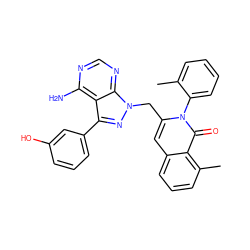 Cc1ccccc1-n1c(Cn2nc(-c3cccc(O)c3)c3c(N)ncnc32)cc2cccc(C)c2c1=O ZINC000088345776