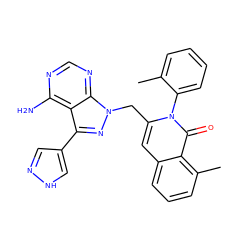 Cc1ccccc1-n1c(Cn2nc(-c3cn[nH]c3)c3c(N)ncnc32)cc2cccc(C)c2c1=O ZINC000145971197