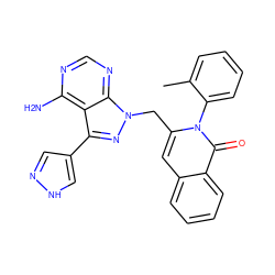 Cc1ccccc1-n1c(Cn2nc(-c3cn[nH]c3)c3c(N)ncnc32)cc2ccccc2c1=O ZINC000145973093