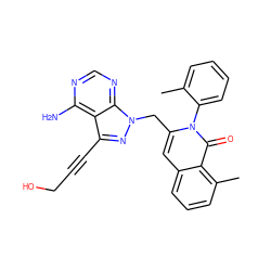 Cc1ccccc1-n1c(Cn2nc(C#CCO)c3c(N)ncnc32)cc2cccc(C)c2c1=O ZINC000088345832