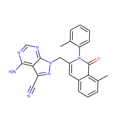 Cc1ccccc1-n1c(Cn2nc(C#N)c3c(N)ncnc32)cc2cccc(C)c2c1=O ZINC000146086320